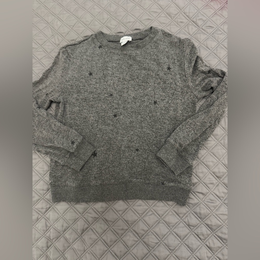 Splendid Gray Crewneck Sweater with Ribbed Details
